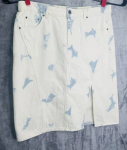 🆕 Futurte Collective Women's High-Rise Midi Denim Skirt 26.  White / Blue - Picture 1 of 5