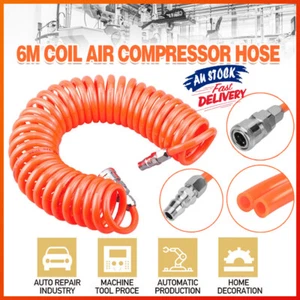 6M Coil Air Compressor Hose Recoil 5mm x 8mm PU With Nitto Style Fittings AU - Picture 1 of 12