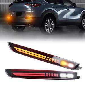 Smoked LED Rear Bumper Reflectors Fog Brake Tail Light Sequential Turn Signal... - Picture 1 of 6