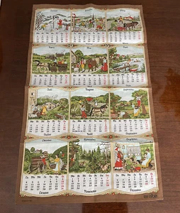 Vintage German 1993 Calendar Tuch Geschirrtuch Swiss Made ALBA 100% Baumwolle - Bild 1 von 11