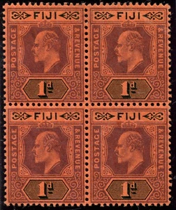 Fiji 1904 KEVII 1d Block of 4 MNH NH Mint LH MLH OG High $$ - Picture 1 of 2