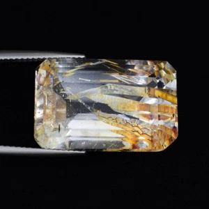37.83 ct WORLD CLASS BEST GRADE UNTREATED NATURAL RUTILE TOPAZ  Octagon 6327 B8 - Picture 1 of 2