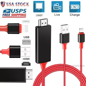For Apple iPhone X XR XS Max Mirroring HDMI Cable Adapter Charging Cable AV HDTV - Picture 1 of 11