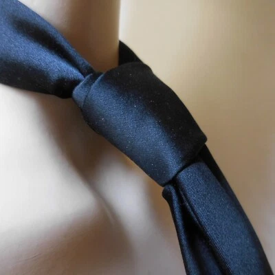 Black silk tie monochrome vintage collection unisex fashion woman man N8555 - Image 1 of 4