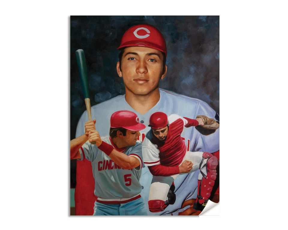 Johnny Bench Cincinnati Reds MLB Baseball Catcher Painting Wall Art Print 1AM3 - Image 1 of 4