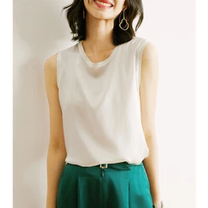 Pure Silk Vest For Women Sleeveless Summer Top Charmeuse Mulberry Silk Bodysuit - Picture 1 of 20