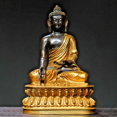 9.44" Antiguo Budismo Tibetano Cobre Dorado Colorear Estatuas Amitabha Foto 1 de 4
