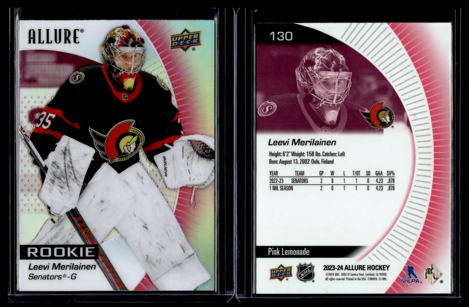 2023-24 Upper Deck Allure Pink Lemonade #130 Leevi Merilainen - Image 1 of 1