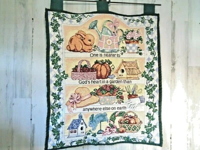 Decoración de Pascua Tapiz de jardín Colgante de pared Conejo Calabazas Pajareras Religiosas Foto 1 de 4