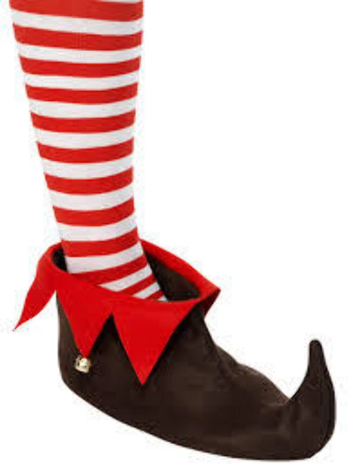 Elf Boots Shoes With Bells Adults One Size Christmas Santa Helper Fancy Dress - Image 1 of 1