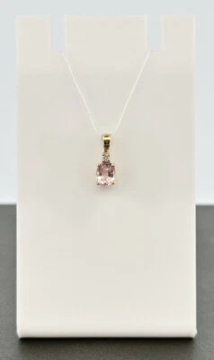 Colgante de diamantes y turmalina rosa de oro amarillo de 9 quilates con sello (solo colgante) Foto 1 de 4