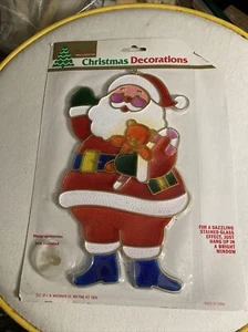 Woolworth Faux Buntglas Weihnachtsmann neu im Paket ca. 10 "x 6" - Bild 1 von 8