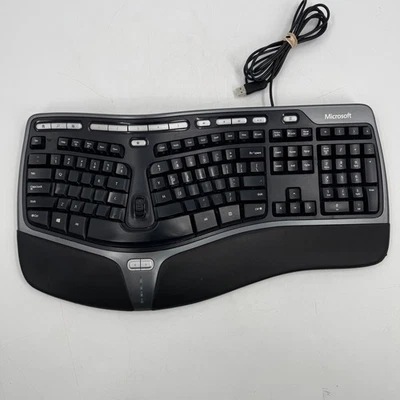 Microsoft Natural Ergonomic Keyboard Model 1048 4000 V1.0 USB Wired Wrist Rest - Image 1 of 4