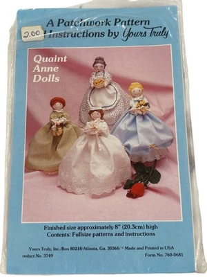 Quaint Anne Dolls Sewing Pattern Instructions By Yours Truly Approx. 8" High Ful - Image 1 of 2
