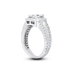 2 1/4 kt G VS1 Princess Earth abgebauter zertifizierter Diamanten 18 kt Halo Verlobungsring - Bild 1 von 3