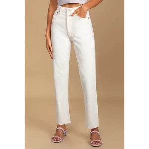 AGOLDE 90's Pinch Waist High Rise Straight Jeans Porcelain White Sz 31 NWT $200 - Picture 1 of 14