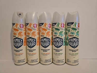 5 spray desinfectante Family Guard 100+ superficies aroma cítrico/fresco 17,5 oz cada una Foto 1 de 2