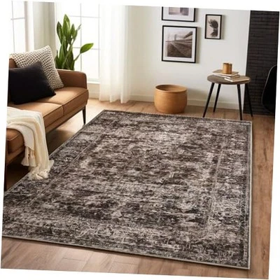 Alfombras para sala de estar, 5x7 lavables 5' x 7' (rectangulares) vintage - marrón Foto 1 de 4