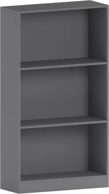 3 Tier Grey Wooden Bookcase Modern Storage Display Shelf for Living Room Medium - Image 1 of 4