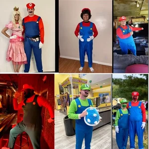 Super Mario Bros Herren Kostüm - Halloween Cosplay Outfit mit Hut & Schnurrbart - Bild 1 von 8