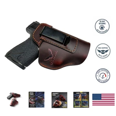 Funda para pistola multiusos para pistolas de 9 mm y .380 - Elegante cuero marrón whisky Foto 1 de 4