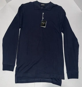 Jonathan Corey Men’s 100% Pima Cotton Long Sleeve Polo Shirt Navy S NWT C120 - Picture 1 of 7