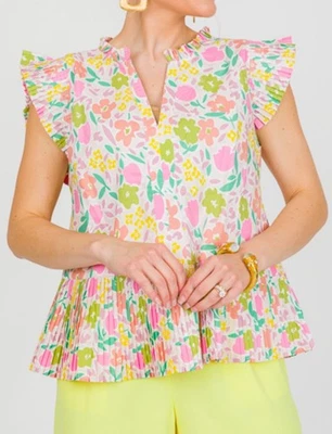 Top Karlie Pleats Please Rosa Floral M Algodón Primavera Verano Foto 1 de 4