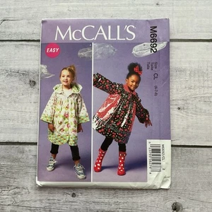 McCalls 6692 Sewing Pattern Raincoat Hooded Unlined Jacket Girls Sz 6-8 UNCUT - Picture 1 of 3