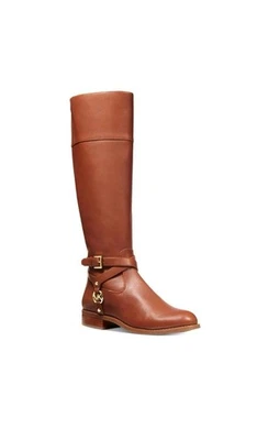 without box MICHAEL Michael Kors Preston Leather Tall Riding Boots Chestnut 8.5M - Image 1 of 4
