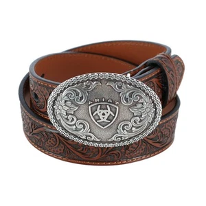 Ariat Boy's Tooled Western Belt with Removable Buckle - Picture 1 of 22
