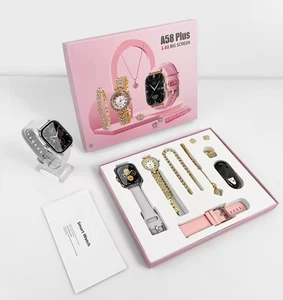 A58 plus 2.02 big screen ladies smart watch gift set pink strap - Picture 1 of 3