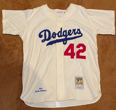 Dodgers 1955 Jackie Robinson Coopers Town Authentic Collection Jersey Size 48 Cover