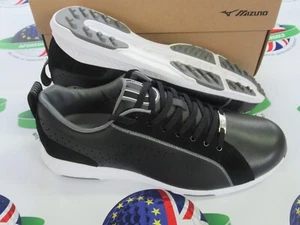 mizuno mzu le navy black leather golf shoes uk size 9 - Picture 1 of 3