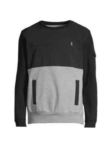 $168 Polo Ralph Lauren Water-Repellent Hybrid Sweatshirt Polyester-Cotton Gray M - Picture 1 of 5