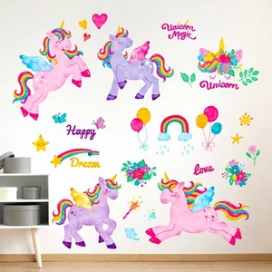 Bashom BS-111 Bunte Einhorn Kinder Wandaufkleber für Kinderzimmer Schlafzimmer - Bild 1 von 7