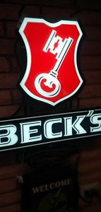 Seltenes Beck's Bier Schlüssel Leuchtschild - Bild 1 von 2