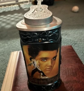 Rare NIB - ELVIS PRESLEY COLLECTOR BEER STEIN W/ PEWTER GUITAR LID "HOUND DOG" - Picture 1 of 2
