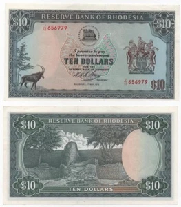 Rhodesien - 10 Dollars 1972 aUNC Pick 33d Lemberg-Zp - Bild 1 von 1