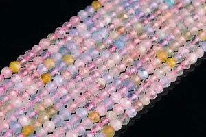 Cuentas redondas facetadas facetadas de berilo morganita natural genuino grado AAA de 3-4 mm - Imagen 1 de 4