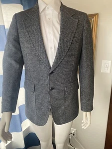 1970s grey & blue Men’s sports coat by Doncaster VTG  suit jacket Wool - Picture 1 of 15