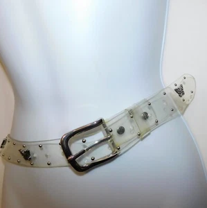 Clear Transparent Jelly Clear Belt Womens 1.25 in W X 34 Waist Metal Butterfly - Picture 1 of 9