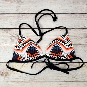 PINK Victoria's Secret Multicolor Aztec Print Self Tie Bikini Top Size Small - Picture 1 of 5