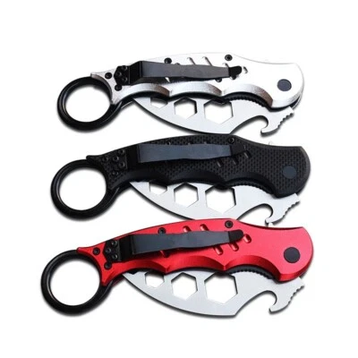Aluminum Handle Trainer Training Knife Folding Saber New Karambit  Metal Blade - Image 1 of 4