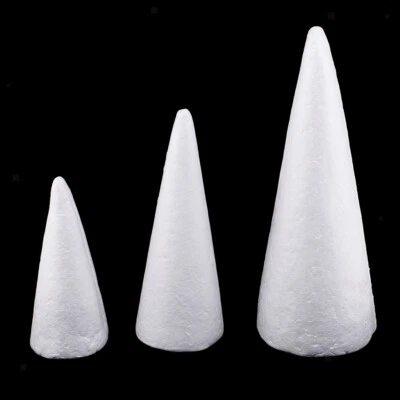 3Pcs 15cm 20cm 25cm Blank Polystyrene Cones Styrofoam Foam Craft Cone Shape - Image 1 of 4