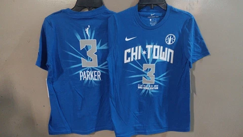Chicago Sky Blue Nike T-Shirt Candace Parker #3 CHITOWN Youth Large Cover