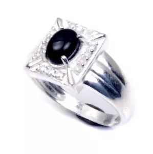 Black Onyx Cubic Zirconia Gemstone Ethnic Handmade Jewelry Ring 8.50 p230 - Picture 1 of 5