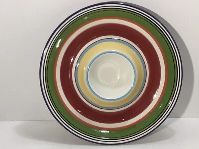 Pottery Barn Espadrille Stripe Chip & Dip Bowl Salsa RARE 13 1/2” Round - Изображение 1 из 4