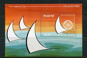 BRAZIL 1980, BRAPEX IV STAMP EXPO, YACHT SAILS, Scott 1701 SOUVENIR SHEET, MNH - Picture 1 of 1