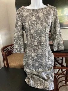 MM Lafleur Etsuko Pencil Shift Dress Black White Crackle Pattern Size 6 - Picture 1 of 16