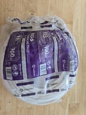 Bobina de cable coaxial Southwire RG6-Dual Shield 18 AWG blanco 100 pies Foto 1 de 4